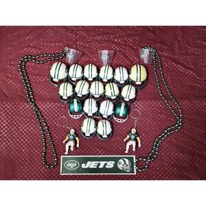 New York Jets Lot Of 23, Stickers, Mini Helmets, Necklaces And Keychain